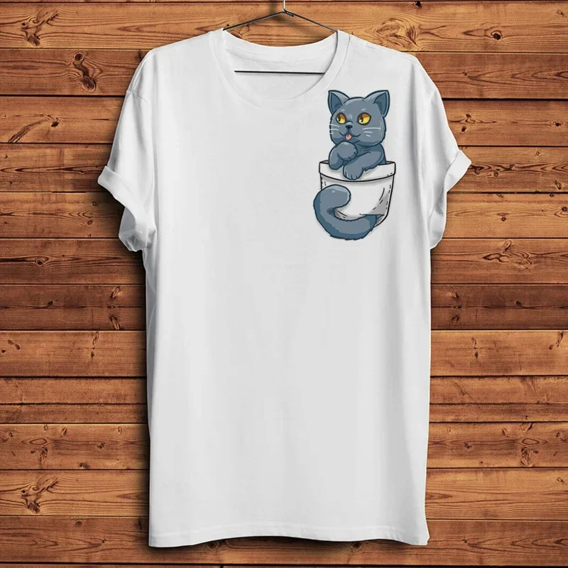 Cute Ragdoll British blue Shorthair cat in pocket funny 3D t shirt men short casual tshirt unisex streetwear tee breathable