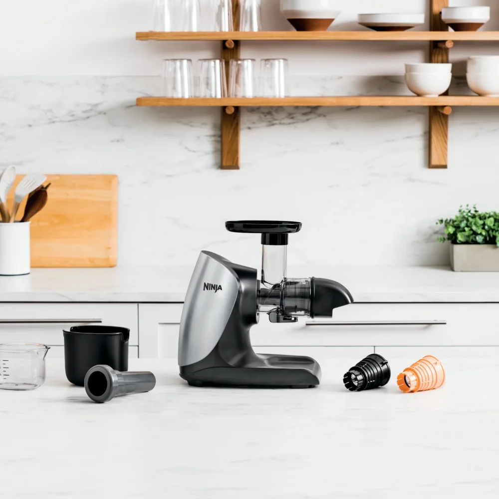 Cold Press Juicer Pro - Powerful Slow Juicer with Total Pulp Control - Cloud Silver, JC100