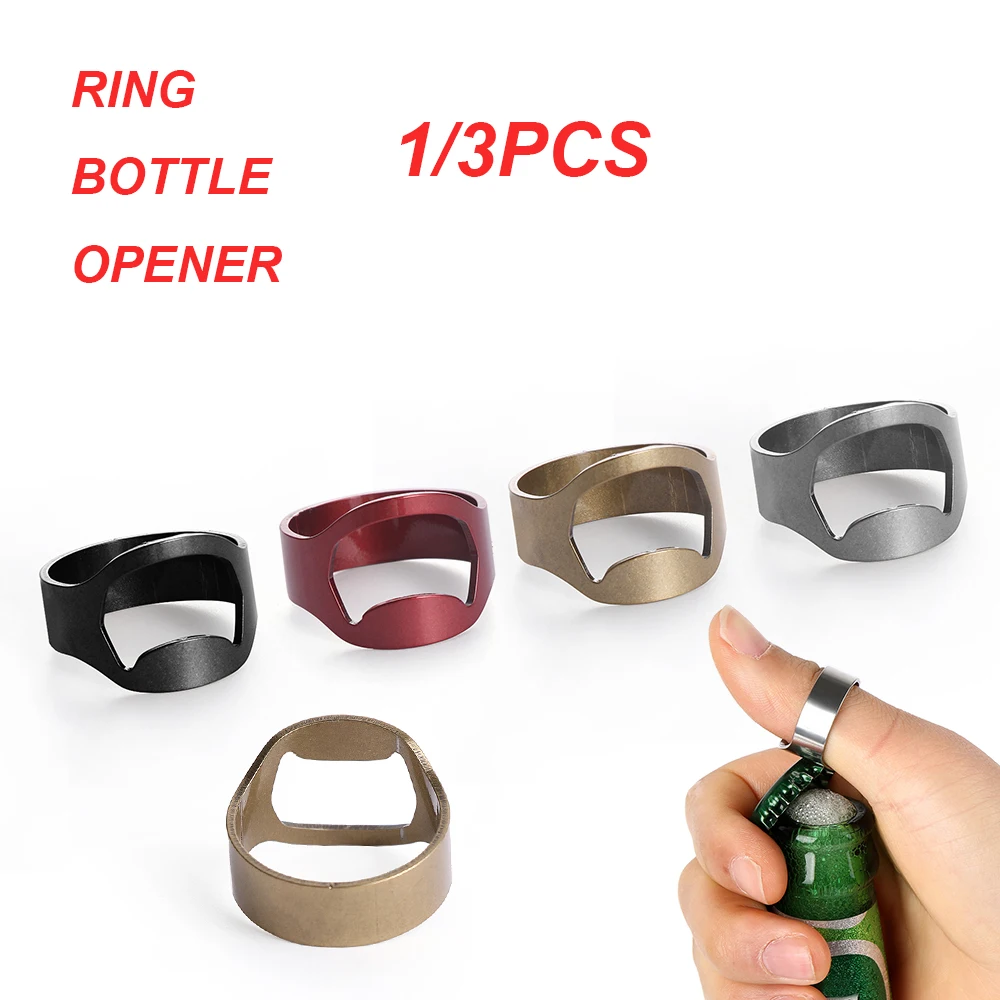 3Pcs Portable Beer Bottles Opener Unique Finger Ring Openers Jars Lid Remover Stainless Steel Kitchen Tool Bar Supplies Gadget