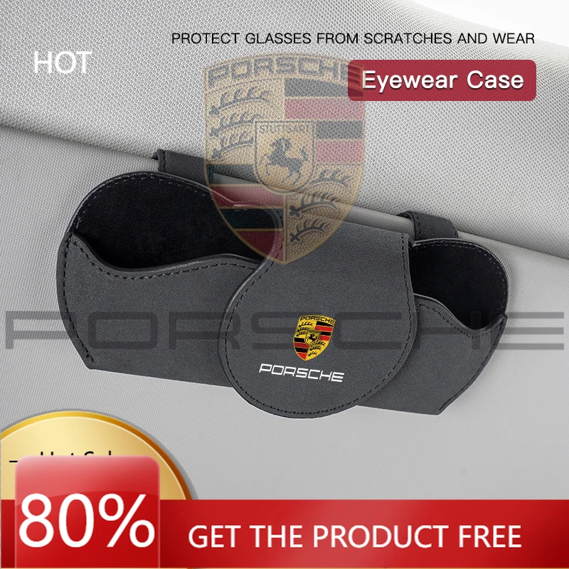 

Porsche Car Sticker Car Sun Visor suede Glasses Holder Sunglasses Box Card Clip Accessories For Porsche Panamera Taycan 911 718