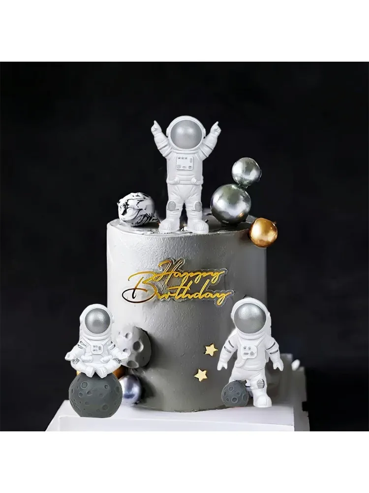 Figurines d'astronautes, 3 pièces, décoration de gâteau, espace extérieur, modèle d'astronaute, affichage, ensemble de jouets d'astronaute miniatures