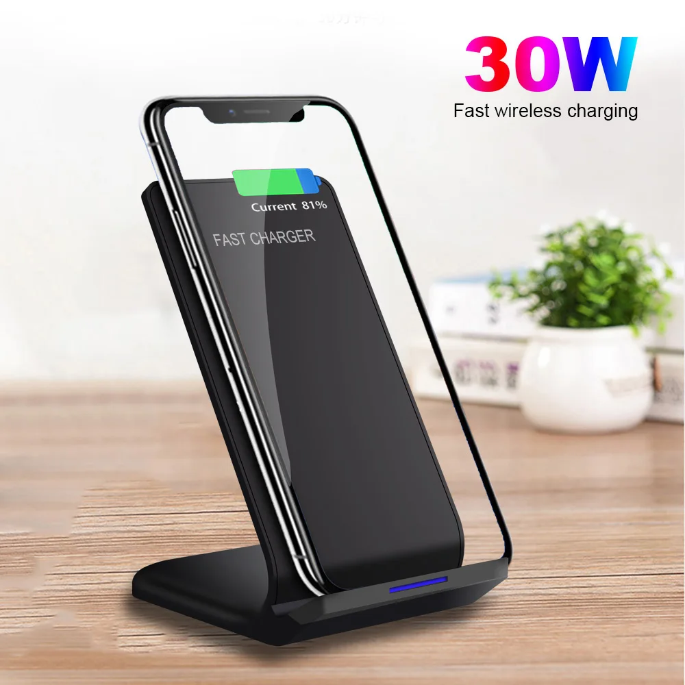 

30W Wireless Charger for Samsung S24 S23 S22 Note 20 10 9 Induction Fast Charging Stand For iPhone 15 14 13 12 11 Pro XS Max XR