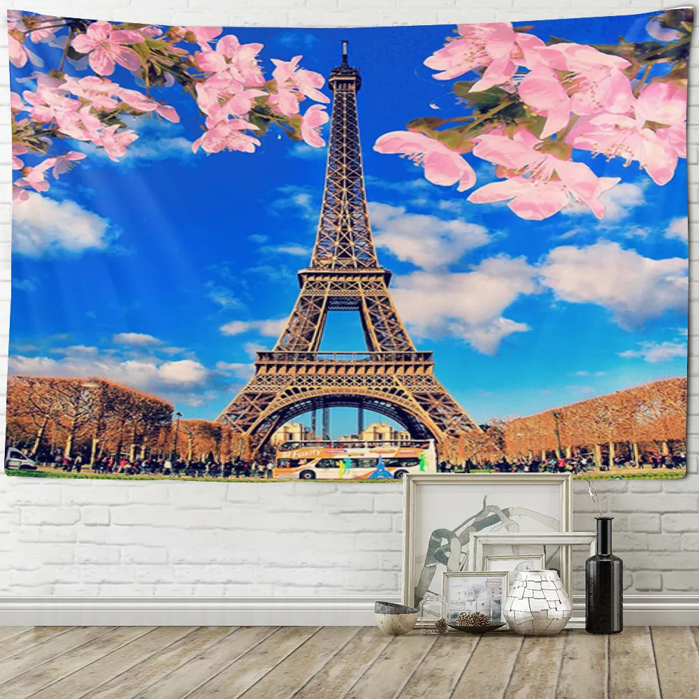 Eiffel Tower Wall Hanging Tapestry Art Deco Blanket Curtain Hanging Home Bedroom Living Room Decor