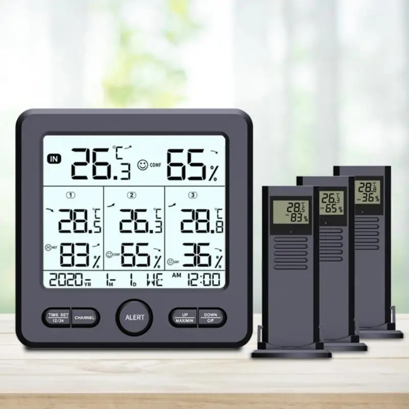 Om Multifunctionele Digitale Temperatuur Hygrometer Draadloze Zender Digitale Weerstation Binnen Buiten Voorspelling Te TS-6210