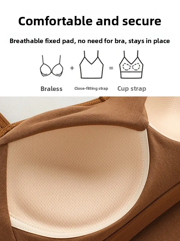 Summer Yoga Top Women's Sleeveless Vest with Chest Pad Suit Inner Wear Beautiful Back Bra Integrated Underwear Base Layer Out...