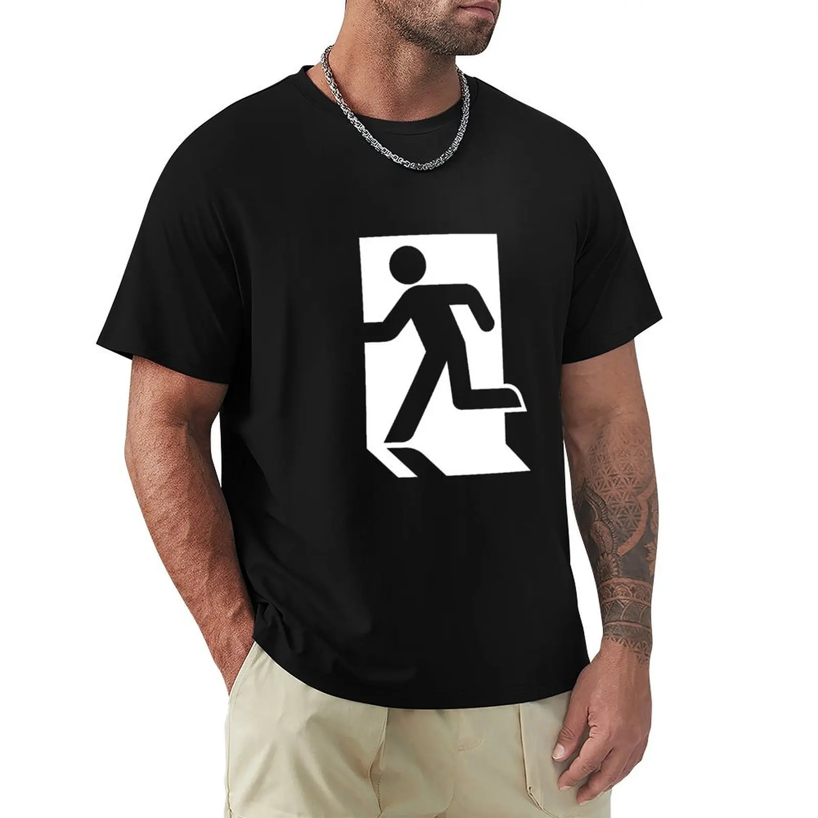 

Exit Sign Running Man T-Shirt High Quality Durable T-Shirt