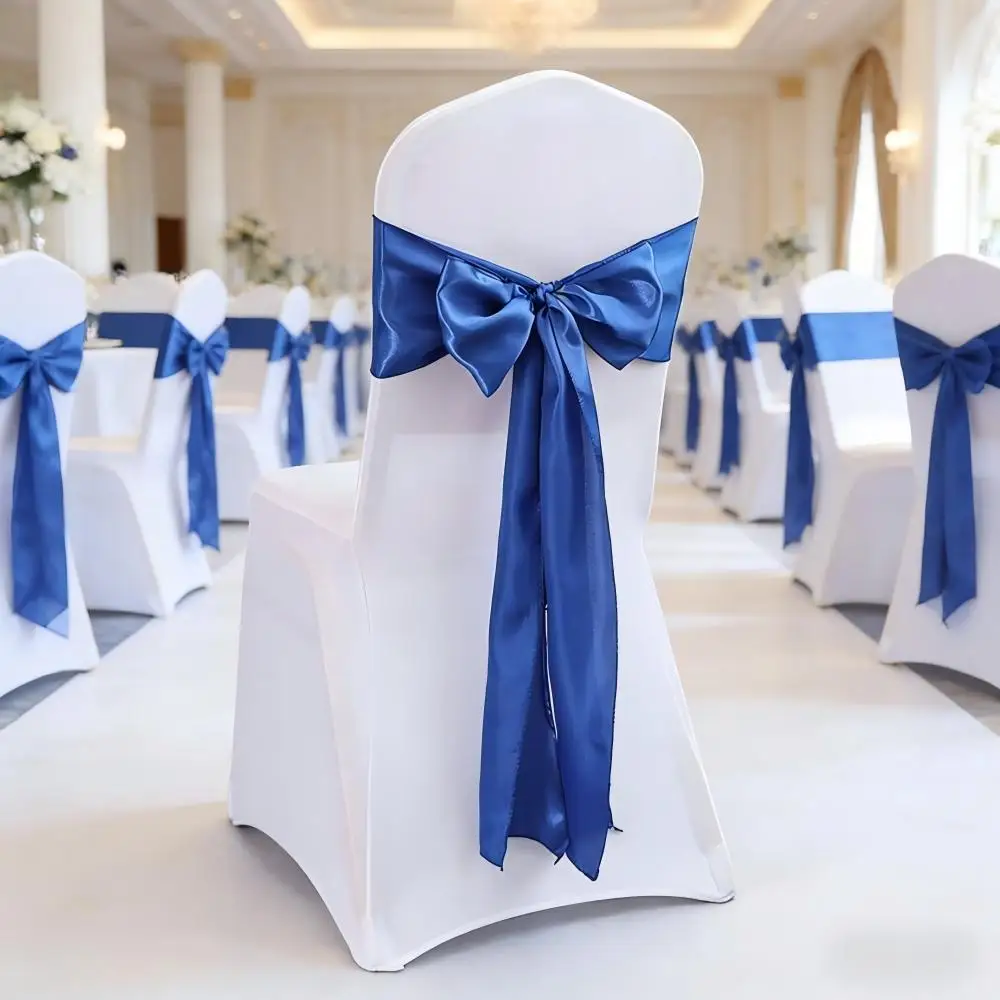 Satin Chair Sash Bow Tie Bands for Wedding Decoration Shiny Color Hotel Show Birthday Party Nice Design Know Tie Festival