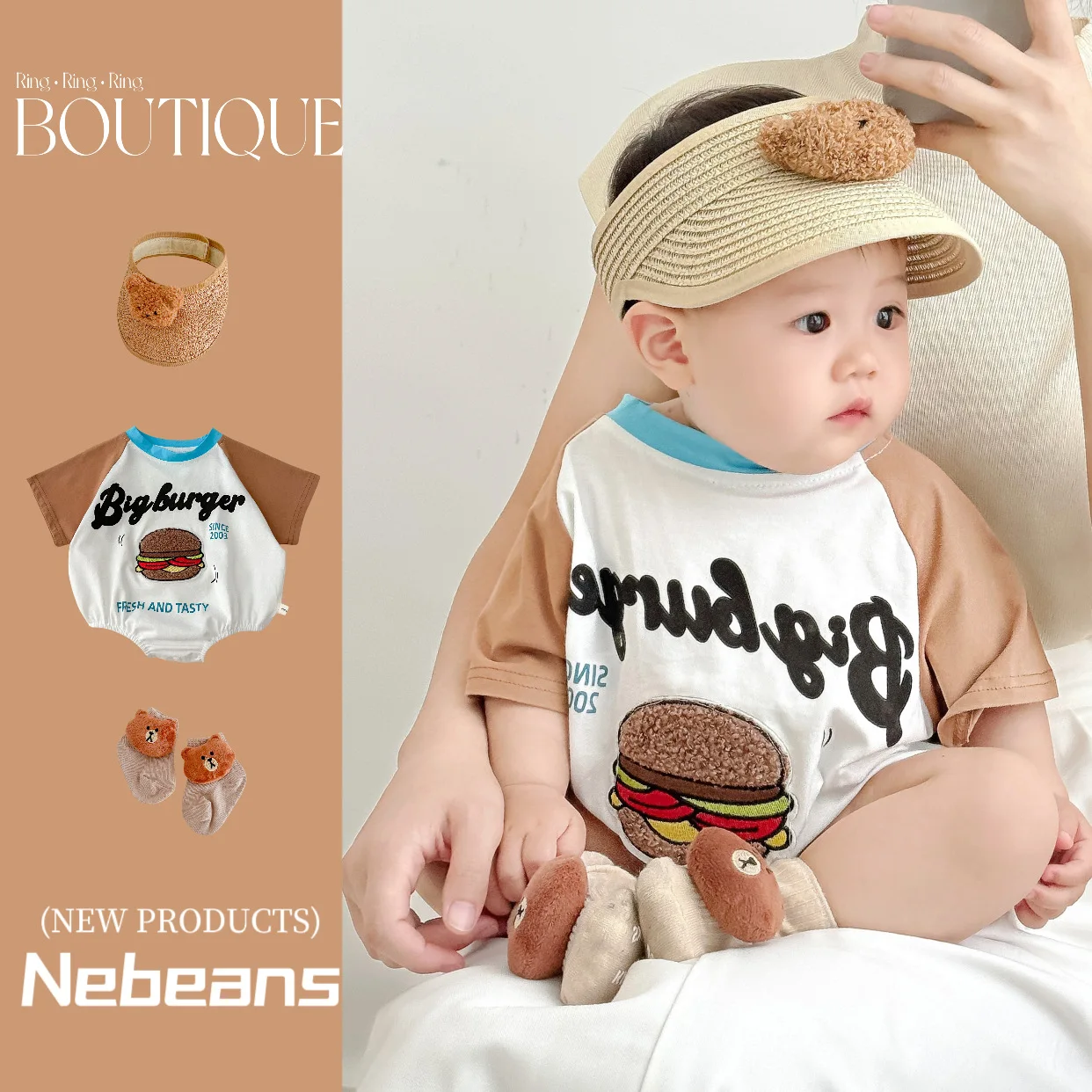 Baby Clothes 0-2 Years Old Cotton Soft Triangle Wrap Fanny Suit Cute Hamburger Crawl Suit Rompers Newborn Clothes Costume