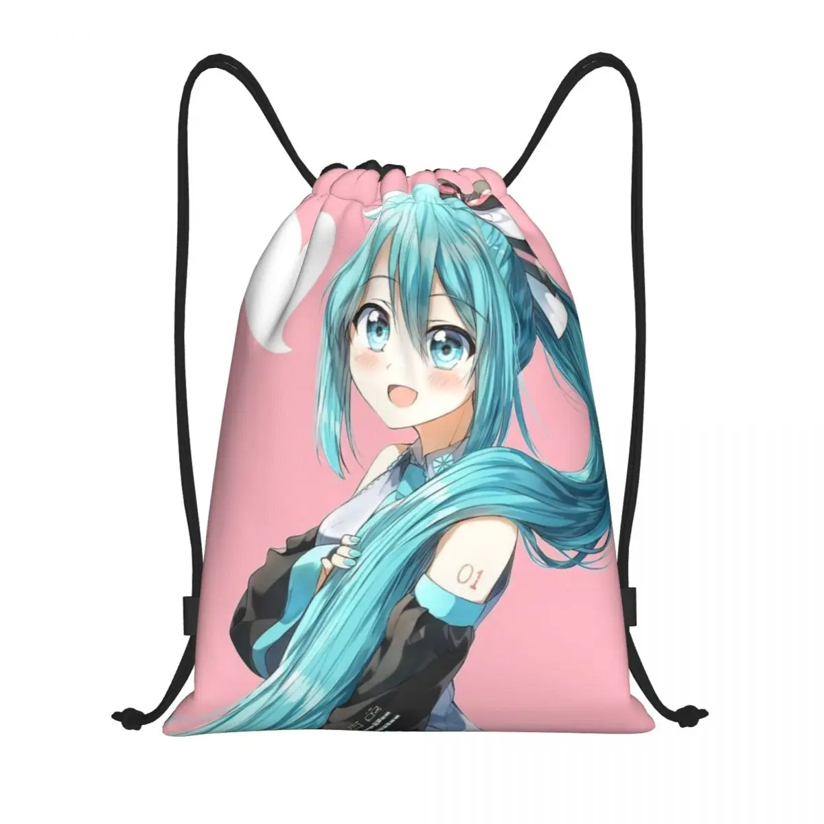 

Hatsune Miku Drawstring Back Pack Bag Travel Storage Package Teenagers Beach Tote Bag School Sport Shoe Bag Portable