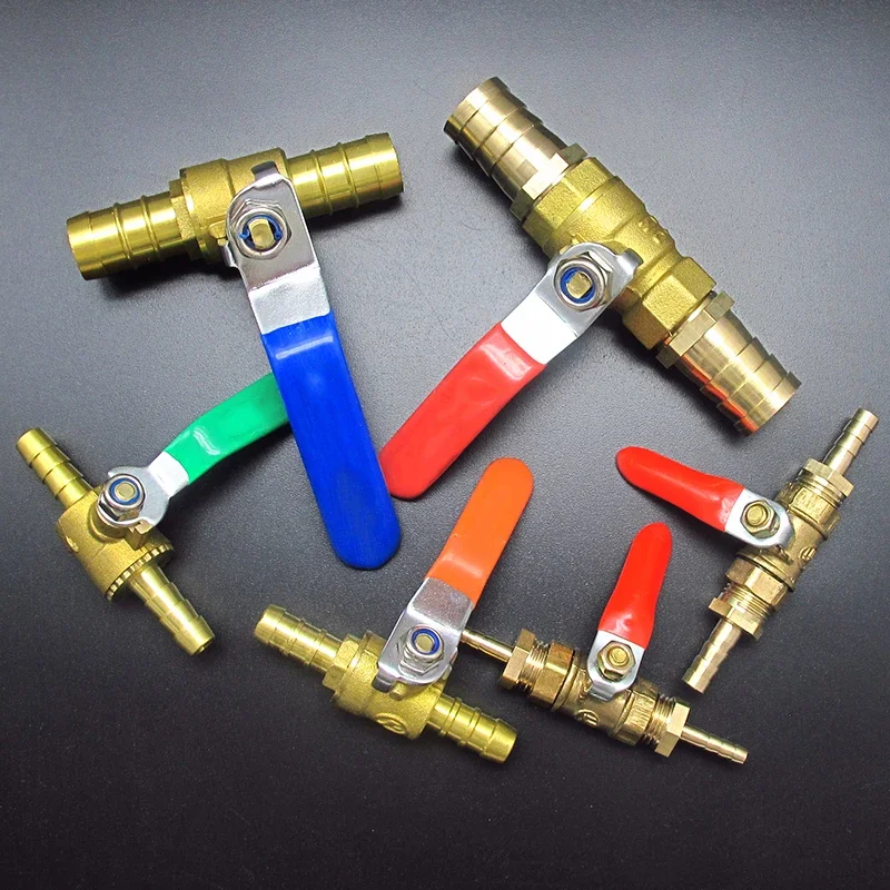 4mm 6mm 8mm 10mm 12mm 14mm 16mm 19mm 25mm Hose Barb Two Way Brass Shut Off Ball Valve For Fuel Gas Water Oil Air