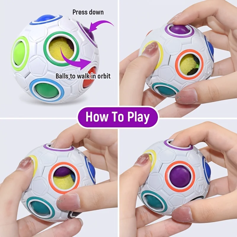 Boule de Puzzle arc-en-ciel magique créative, jouets Anti-Stress pour enfants et adultes, couleurs assorties, jeux amusants, cadeaux