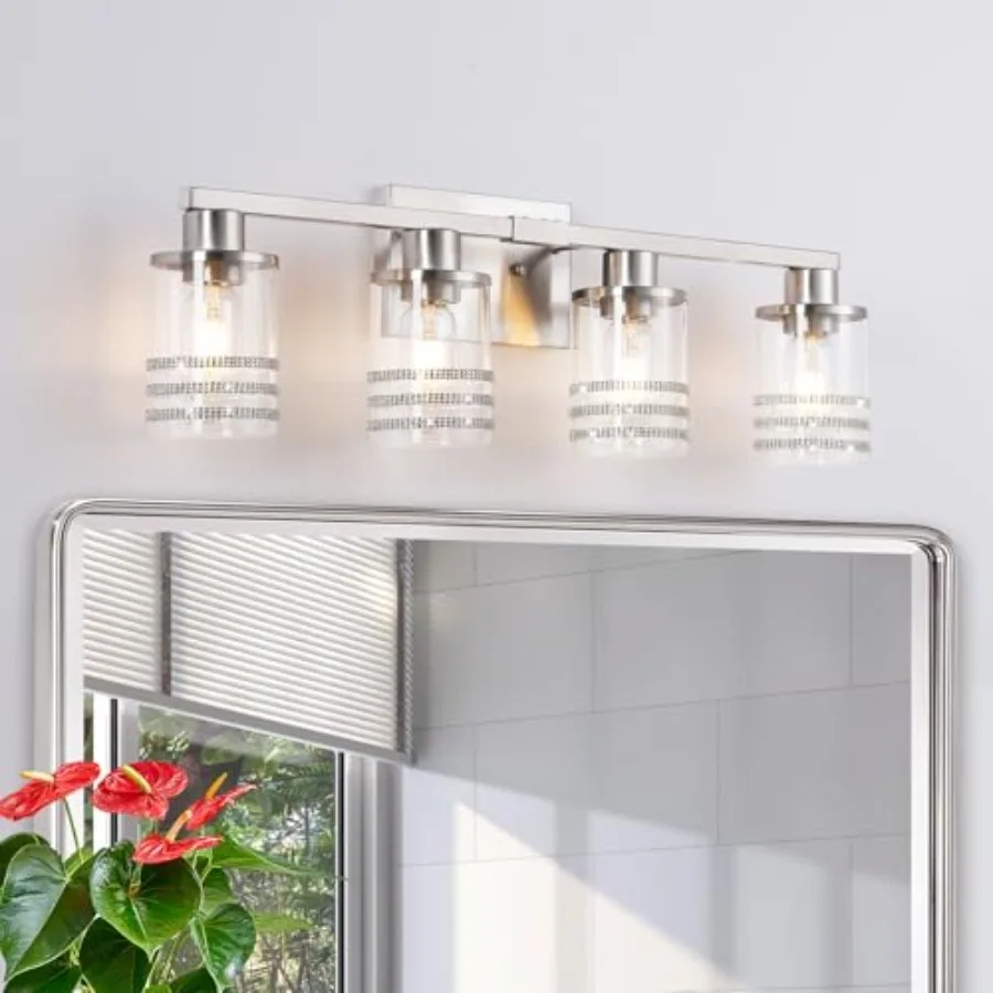 

Brushed Nicekl Bathroom Fixtures Bathroom Vanity Brushed Nicekl Vanity s for Bathroom with Clear Glass Shade