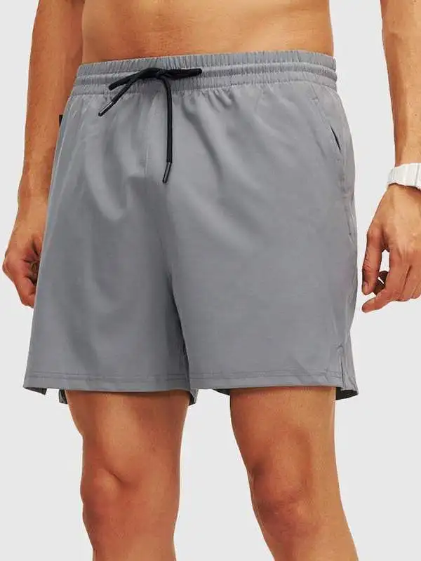 

Men's Fitness Short Pants Breathable Casual Summer Sports Side Slit Loose Pure Color Three-quarter Length Zipper Quick-dry Ru...
