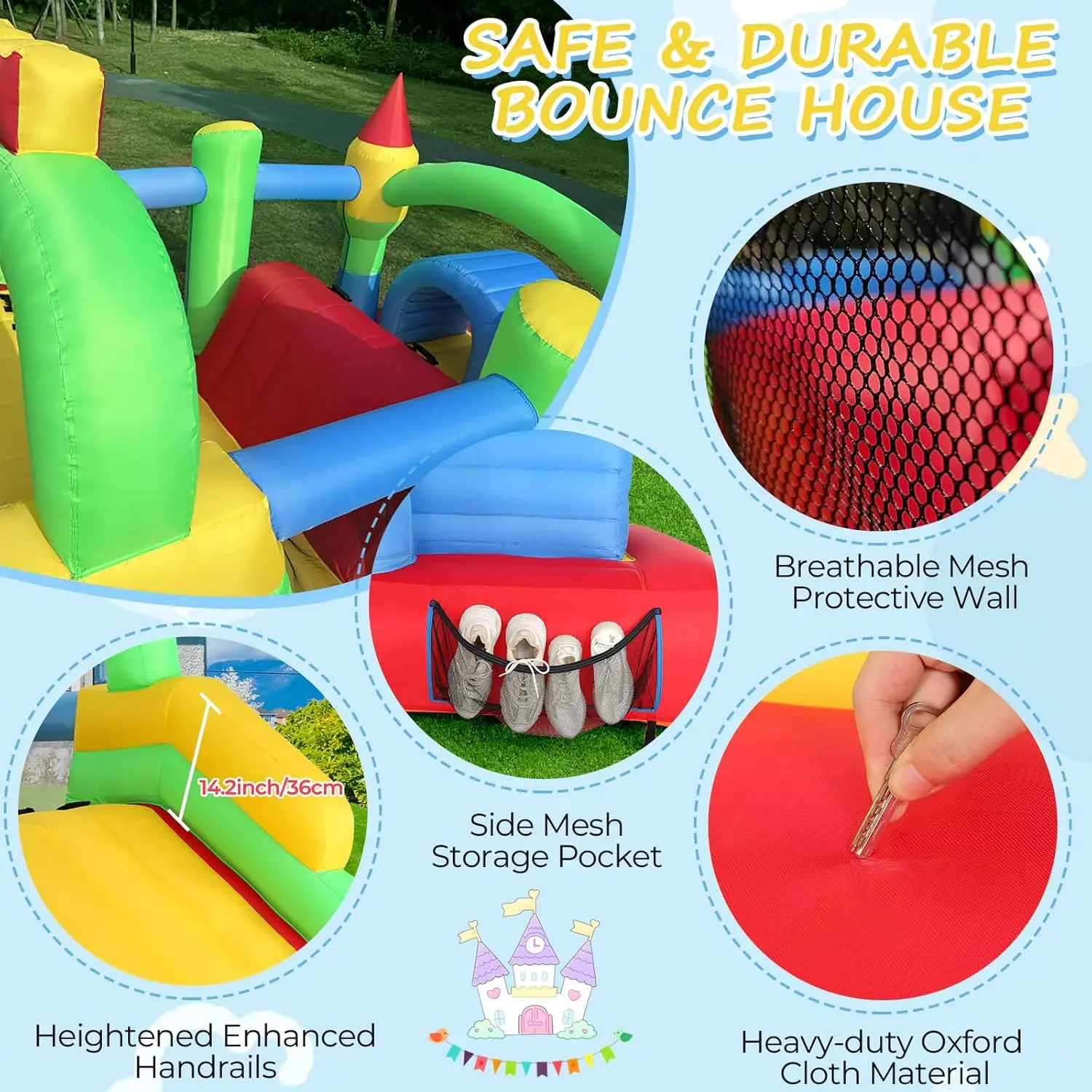 Opblaasbare hindernisbaan voor Big18 x 8.2FT Kids 3-6 Bounce House Castle dubbele tunnels, grote glijbaan, klimmen, obstakels