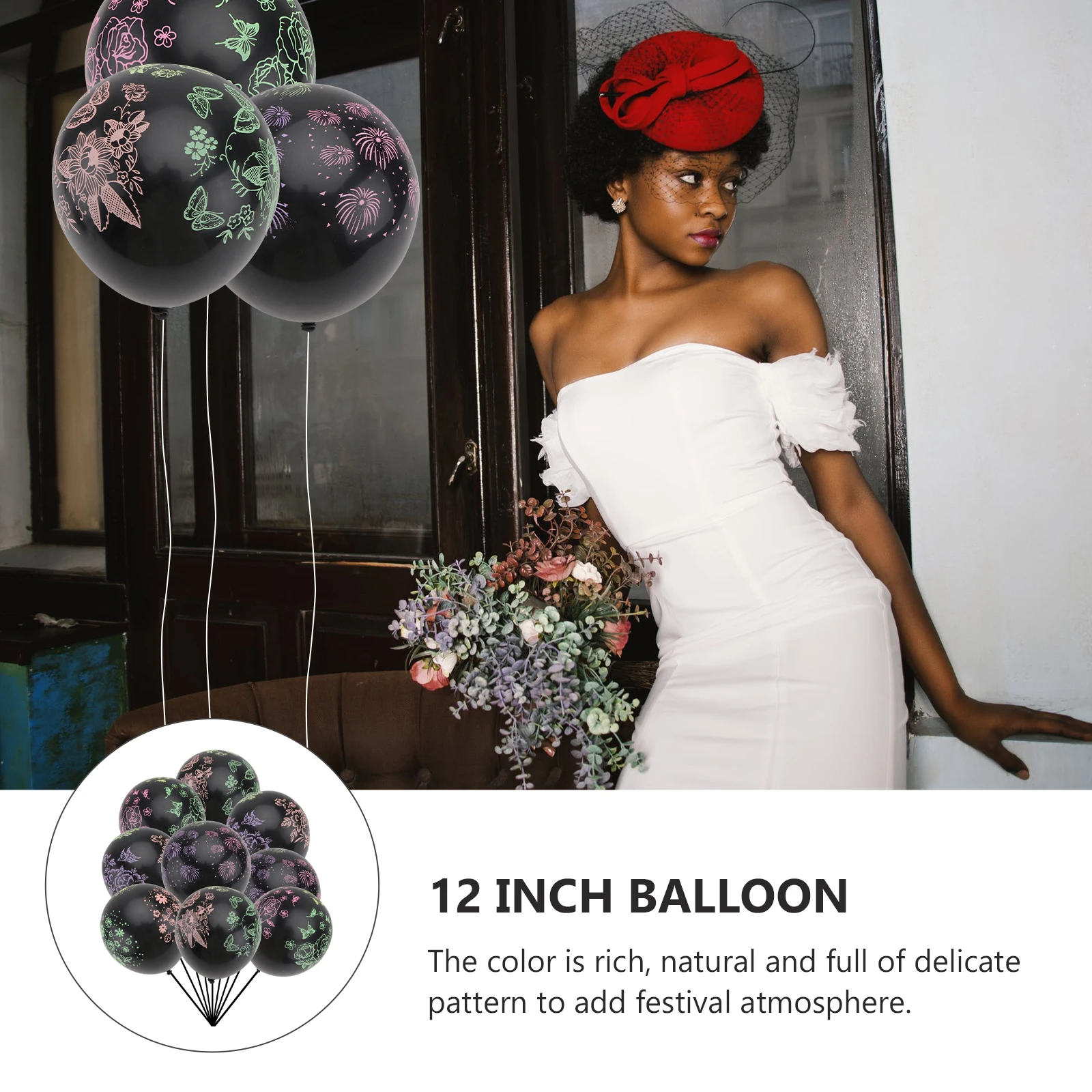 

100pcs Festival Printing Decorations Latex Layout Props Festival Safe Balloons Photo Props Spring Balloons