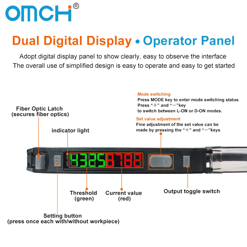OMCH الألياف البصرية الاستشعار مكبر للصوت عالية الدقة 10-30 فولت تيار مستمر 3-سلك NPN PNP HG-11 شاشة ديجيتال البصرية الكهروضوئية التبديل