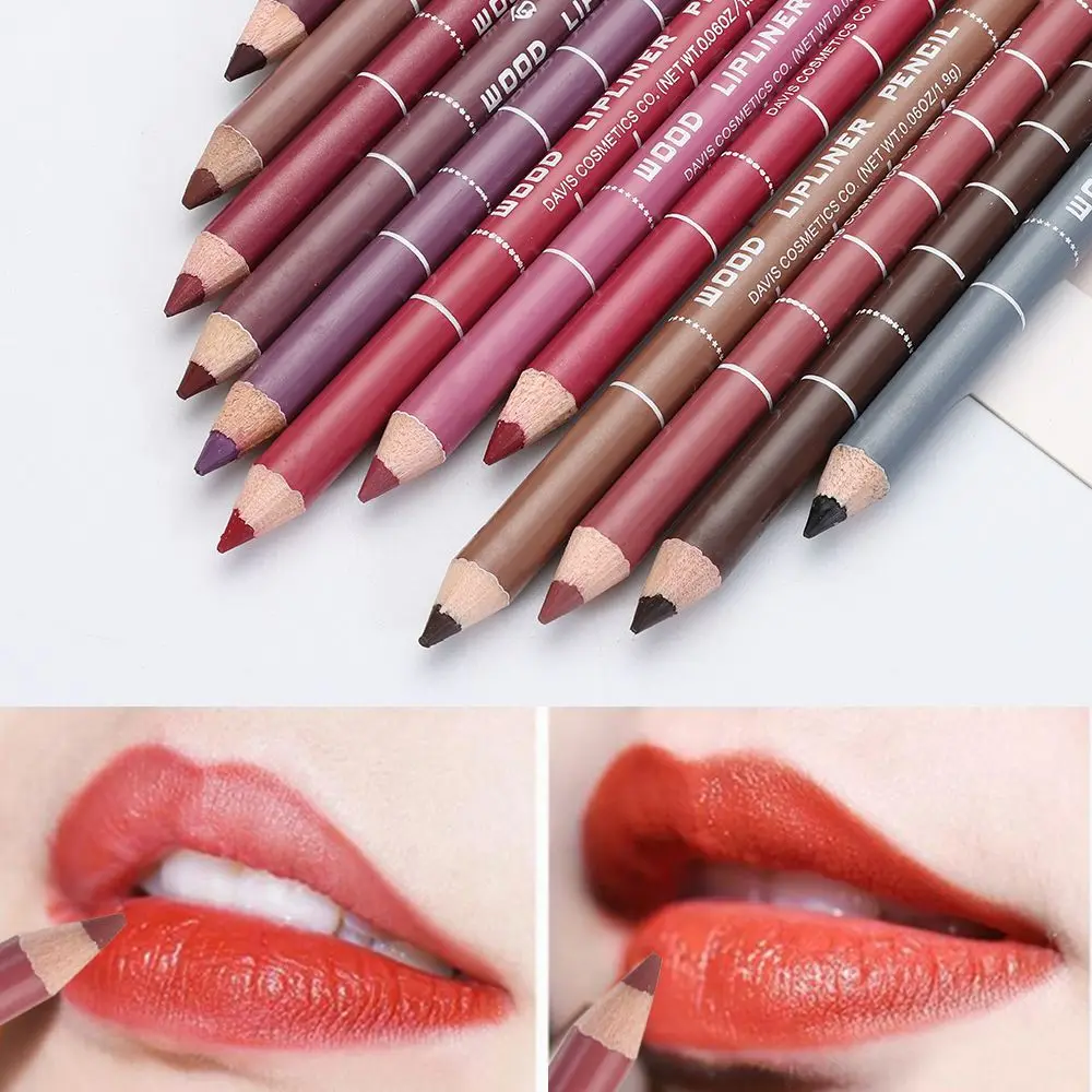 1PC ไม้ Lady Charming Long Lasting Lip liner ปากกาเครื่องสําอางค์แต่งหน้าอายไลเนอร์ดินสอ