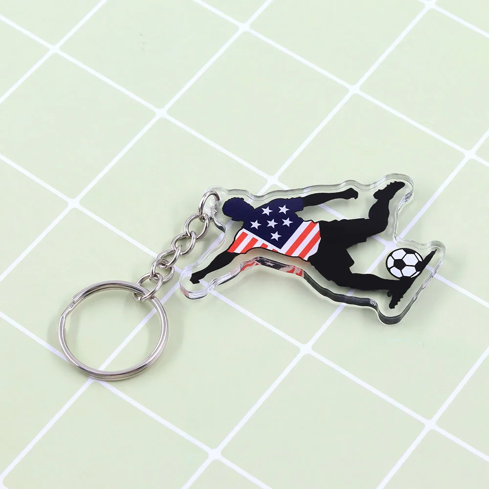 USA-Flagge Fußballspieler Acryl-Schlüsselanhänger USA 2026 Fußballstar Silhouette Schlüsselring Sportfan-Souvenir Taschenanhänger Schmuck Geschenk – Detail 8