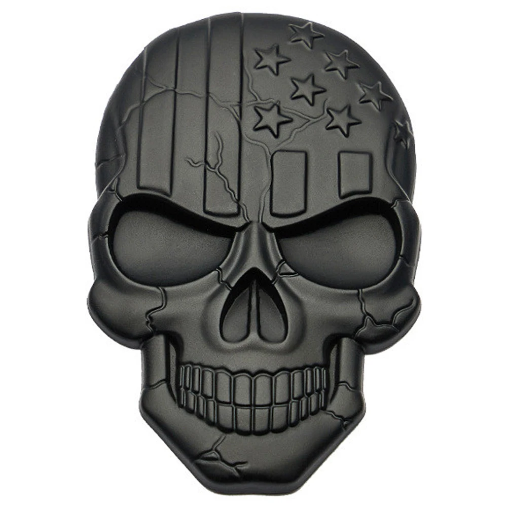 

3D Skull Car Sticker Zinc Alloy Emblems Simulated Stylish Badges Decor Lightweight Easy Install Vehicle Logo Decals