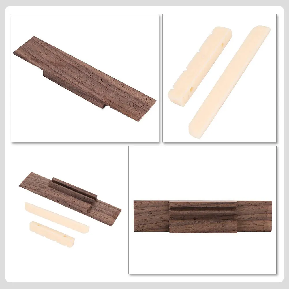 

1 Set Of Ukulele Bridge Saddle Nut Accessories Wooden Replacement Parts For String Fixing Stabilizing Repair Kit Instrument