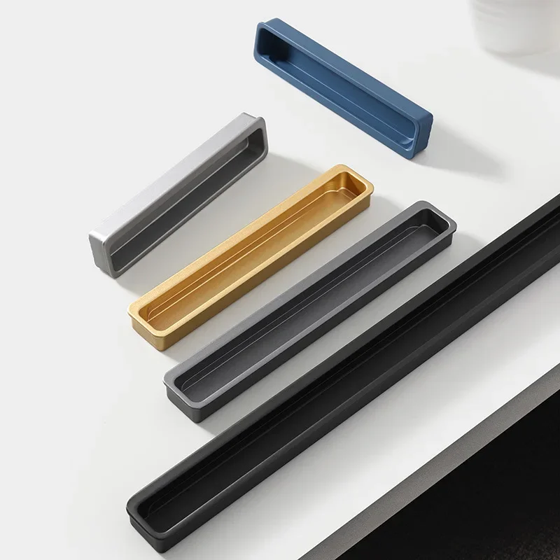 

Aluminum Black Embedded Slotted Sliding Door Invisible Handle Gold Bedroom Wardrobe Drawer Knob Furniture Home Handle Decorative