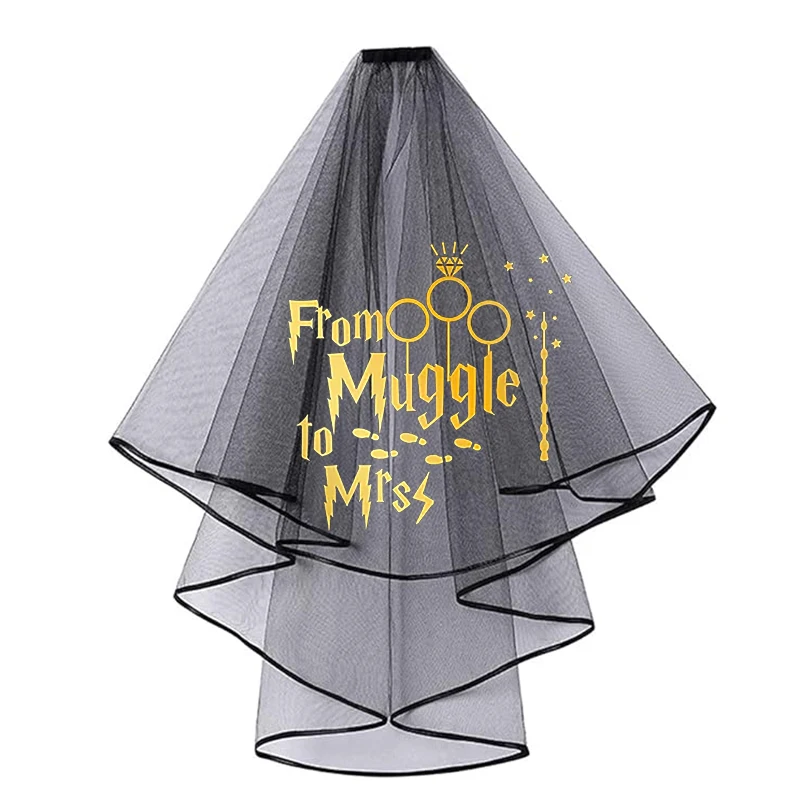 

Bride To Be future Mrs black short Veil Wizard themed bachelorette Hen Party Bridal shower wedding engagement decoration gift