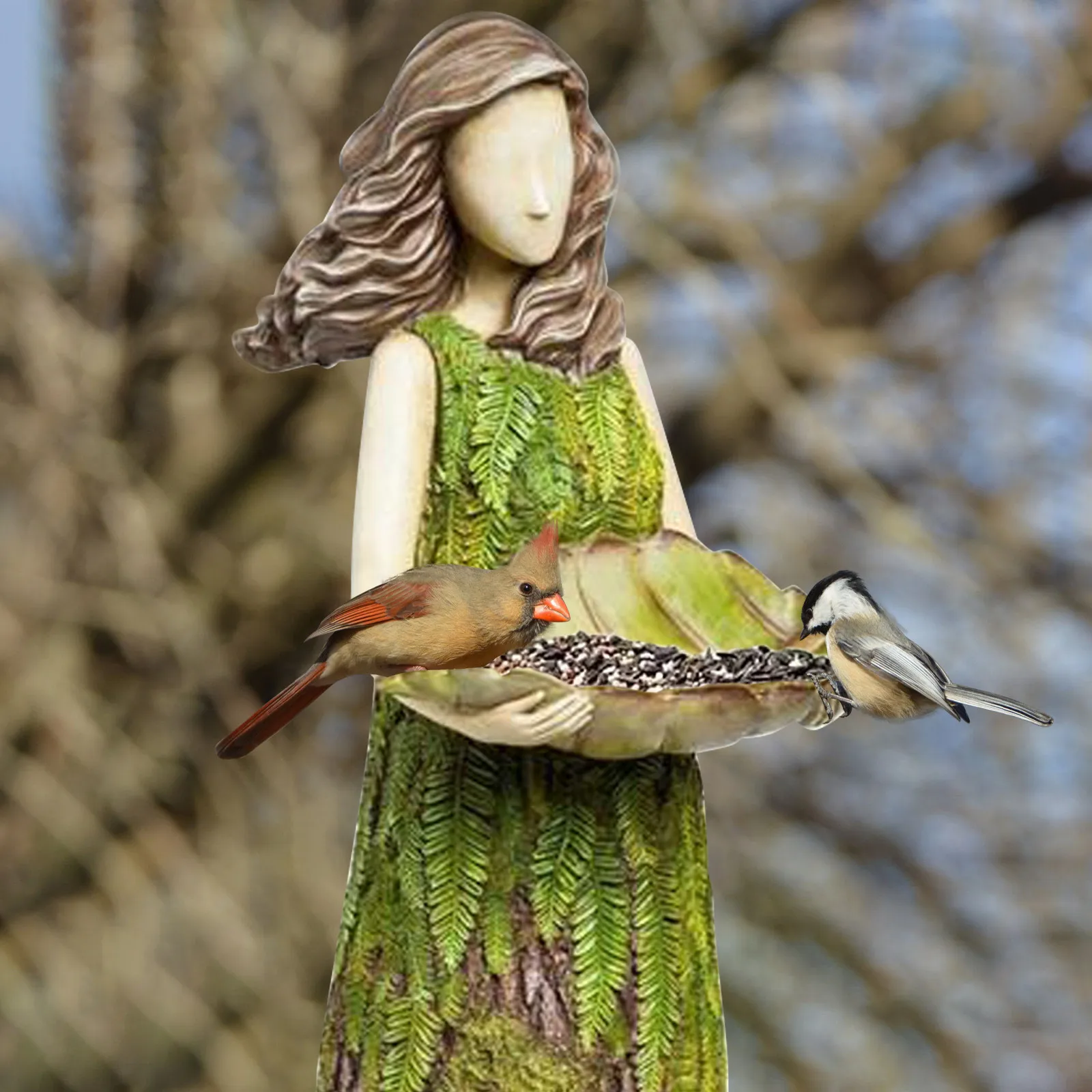 

Fairy Garden Statue‌ - Adorable Girl Berry Feeder for Birds & Wildlife