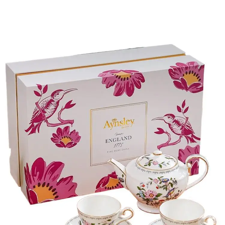 British Aynsley Bird Ceramic Reusable Coffee Cup and Saucer Set English Afternoon Tea Set Minimalist European Style Gift Box