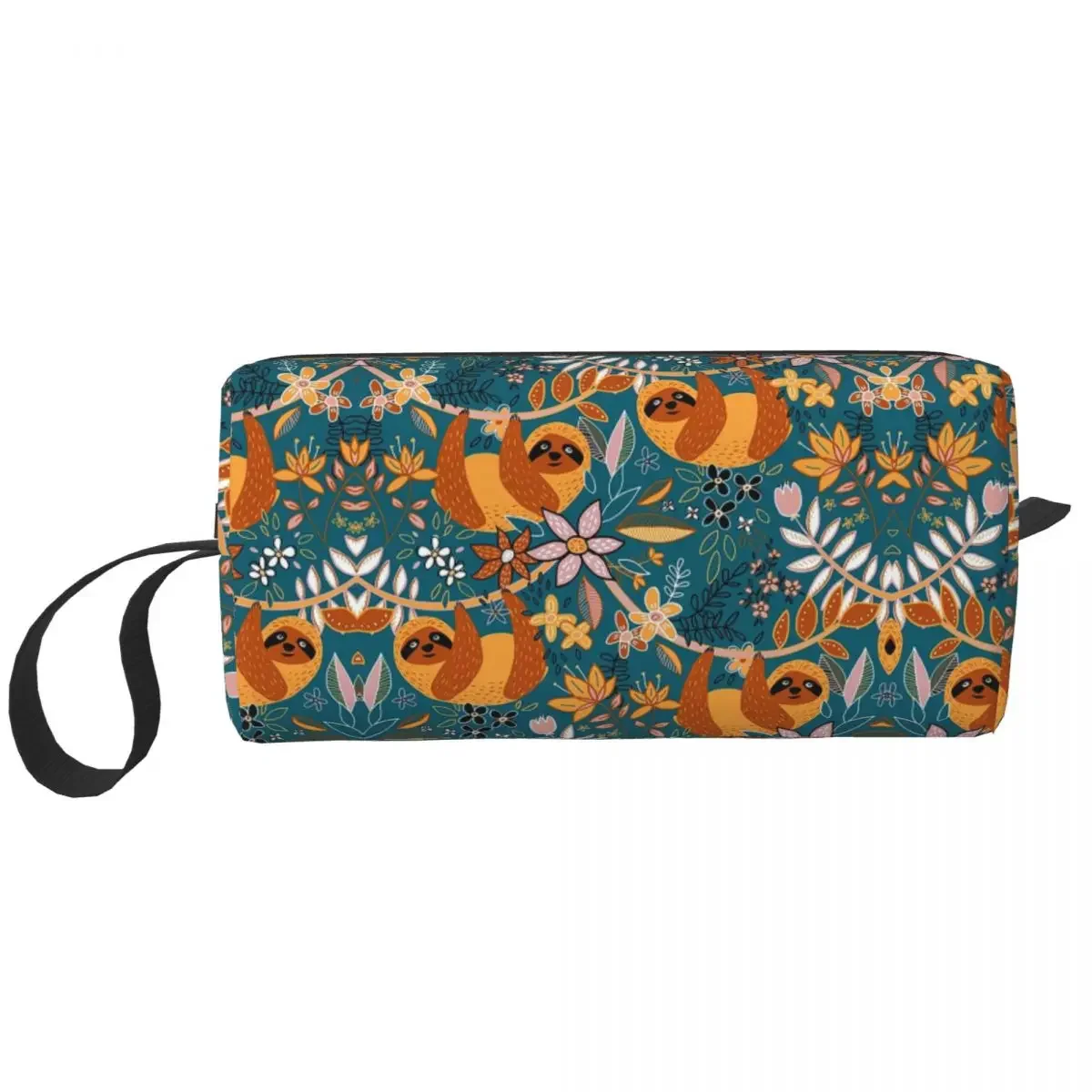 

Happy Boho Sloth Floral Makeup Bag Cosmetic Organizer Storage Dopp Kit Toiletry Cosmetic Bag for Women Beauty Travel Pencil Case