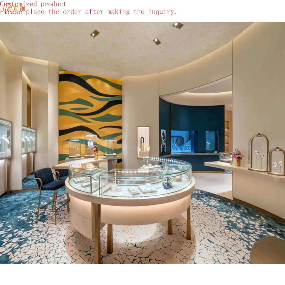 

Luxury Store Jewelry Counter Design Custom Stainless Steel Jewellery Display Cabinet Showcase Manufacturer