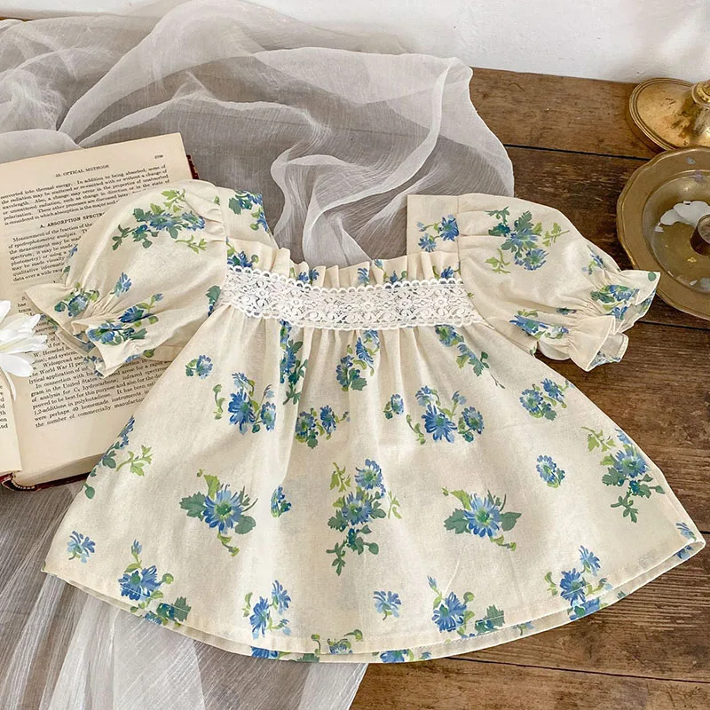 Summer New Newborn Baby Girl Clothes Sets Floral Bubble Short Sleeve Tops+ Bread Shorts 2Pcs Toddler Infant Clothing 0-24M