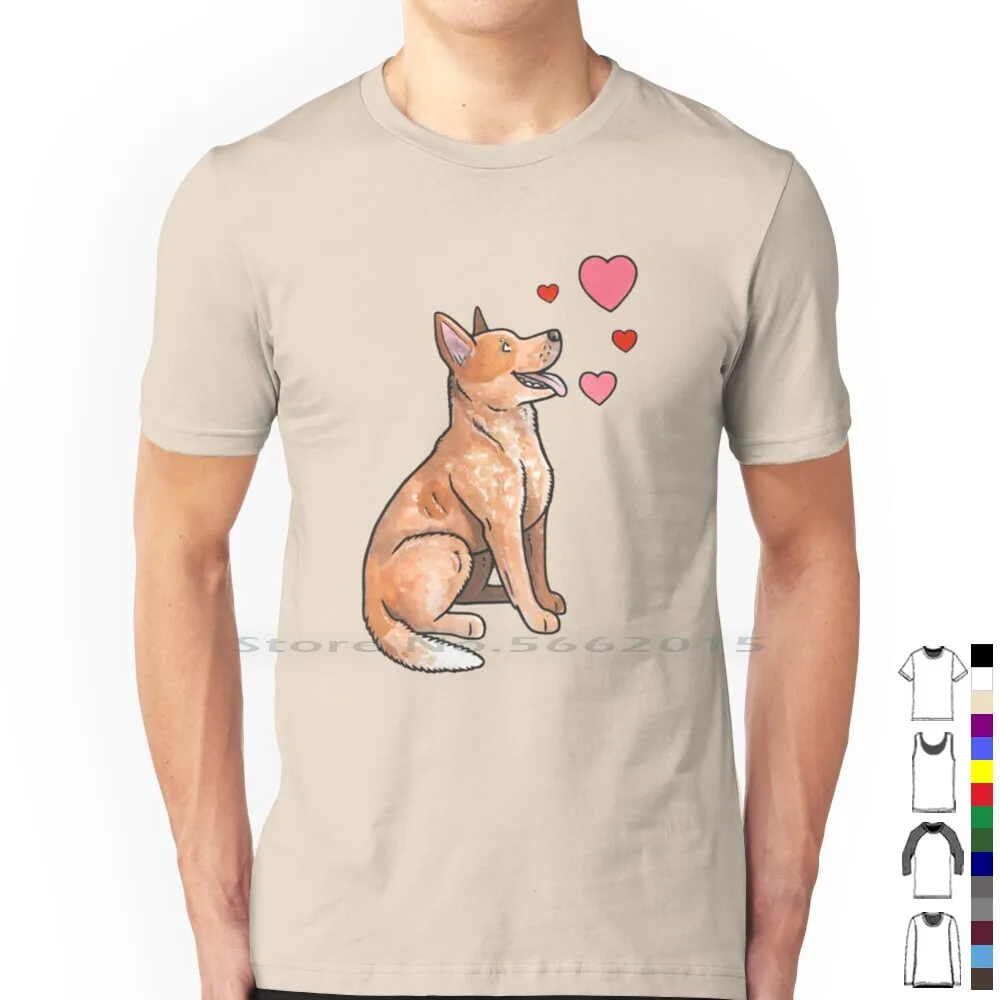 Australian Cattle Dog Love T Shirt 100% Cotton Australian Cattle Dog Red Cattle Dog Aussie Cattle Dog Acd Queensland Heeler