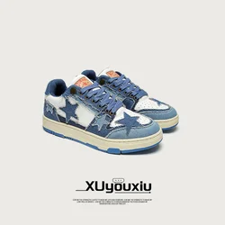 Women Shoes Men Retro Star Denim Skateboard Shoes Fashion Breathable Sneakers Punk Couple Student Outdoor Sports Casual Shoes