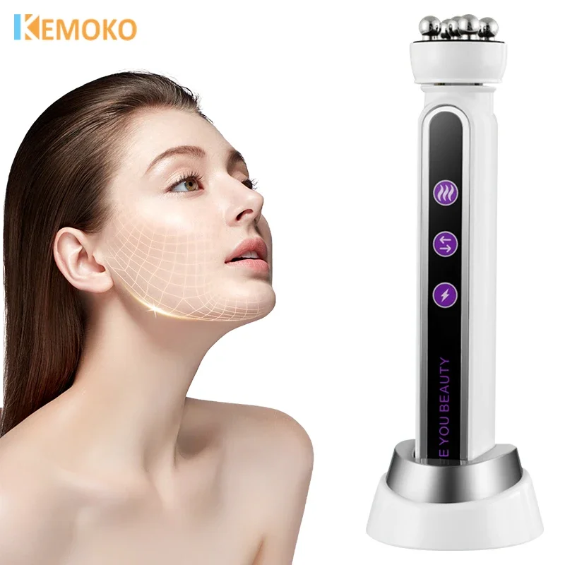 

360° RF Heating EMS Facial Roller Massager for FIne Lines Lifting Skin Rejuvenation Skin Firm Microcurrent Beauty Machine 3in1