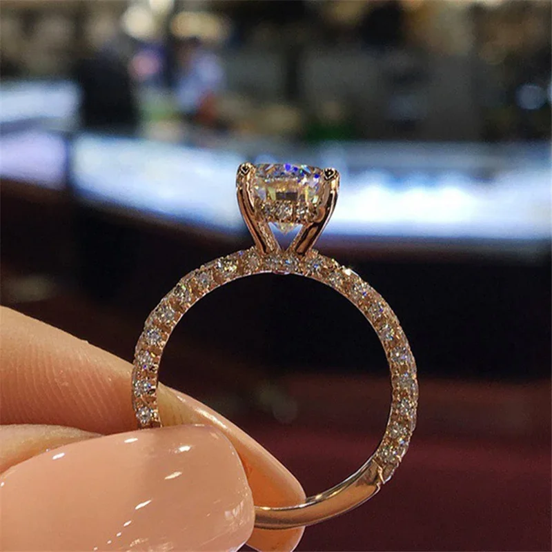 Fashion Women Jewelry Ring Crystal Shiny Rhinestones Ring For Women Accessories Bride Wedding Party Ring Gift  Custom Jewelry