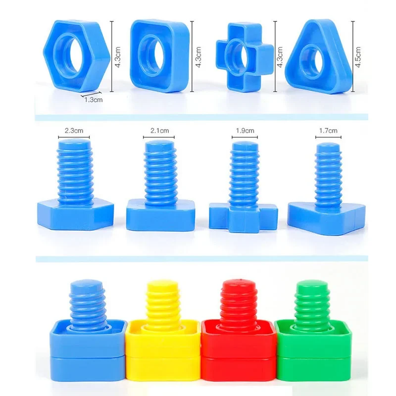 Jeu de blocs de construction à vis pour enfants, mosaïque créative, jouets de puzzle, blocs d'insertion en plastique, forme d'écrou, jouets pour garçons, 8 pièces