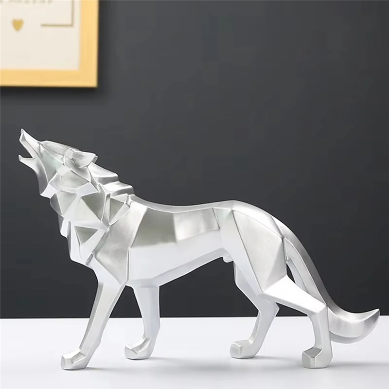 A74E-Wolf Statue Animal Figurine Statue Sculpture Home Table Interior Decoration Accessories Living Study Room Bedroom Decor