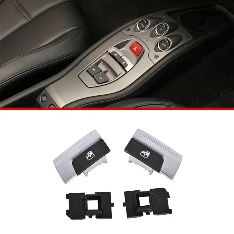 Left Power Switch Button 247885 for Ferrari 458/488/FF/GTB/Spider ABS Black/Silver