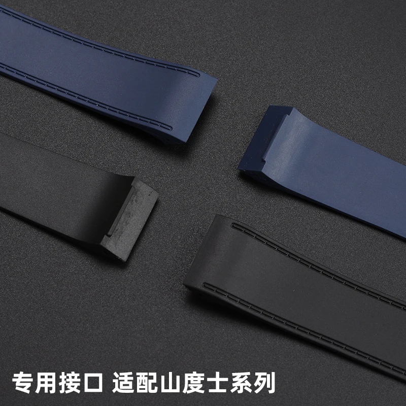 23 мм 25 мм для Cartier Santos100 Santos силиконовый резиновый ремешок для часов Santos 100 с металлической пряжкой мужской черный, синий мягкий браслет