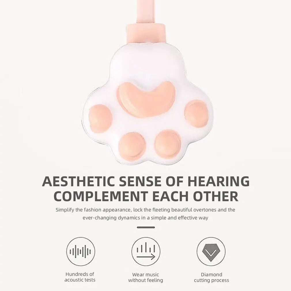 Cute Cat Paw Earphone For Girls 3.5mm Wired In-ear Headphone With Mic Gaming Stereo Music Earbuds Headset For Samsung For Xiaomi