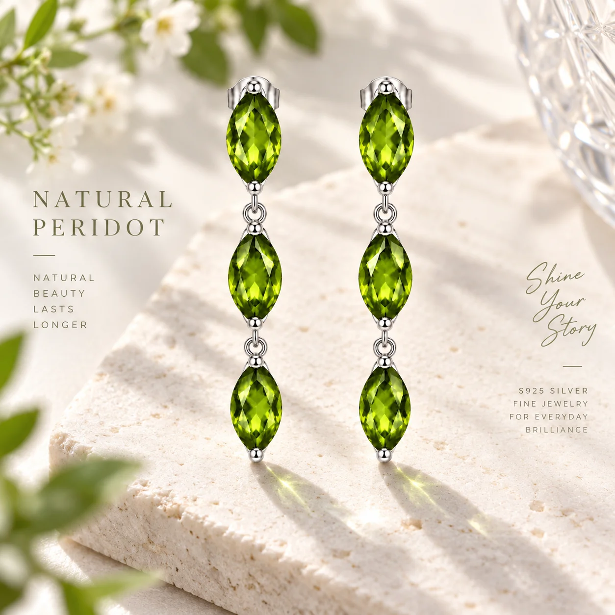 925 Sterling Silver Small Long Stud Earring with Natural Red Garnet Tanzanite Citrine Peridot Sky Real Gemstones Fine Jewelry