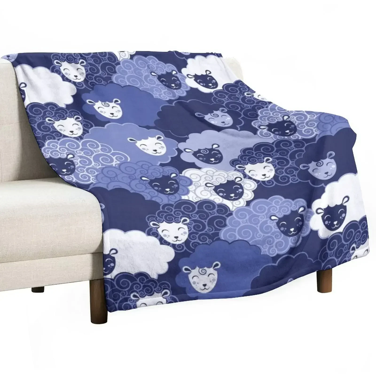 Sweet dreams zzz // monochromatic blue sheep Throw Blanket Summer Single Blankets