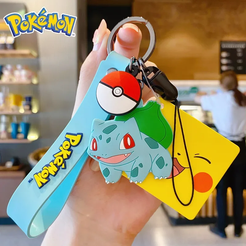Genuine Pokemon Action Figure Pikachu Keychain Squirtle Bulbasaur Charmander Psyduck Keyring Backpack Pendant Model Toy Kid Gift view 5