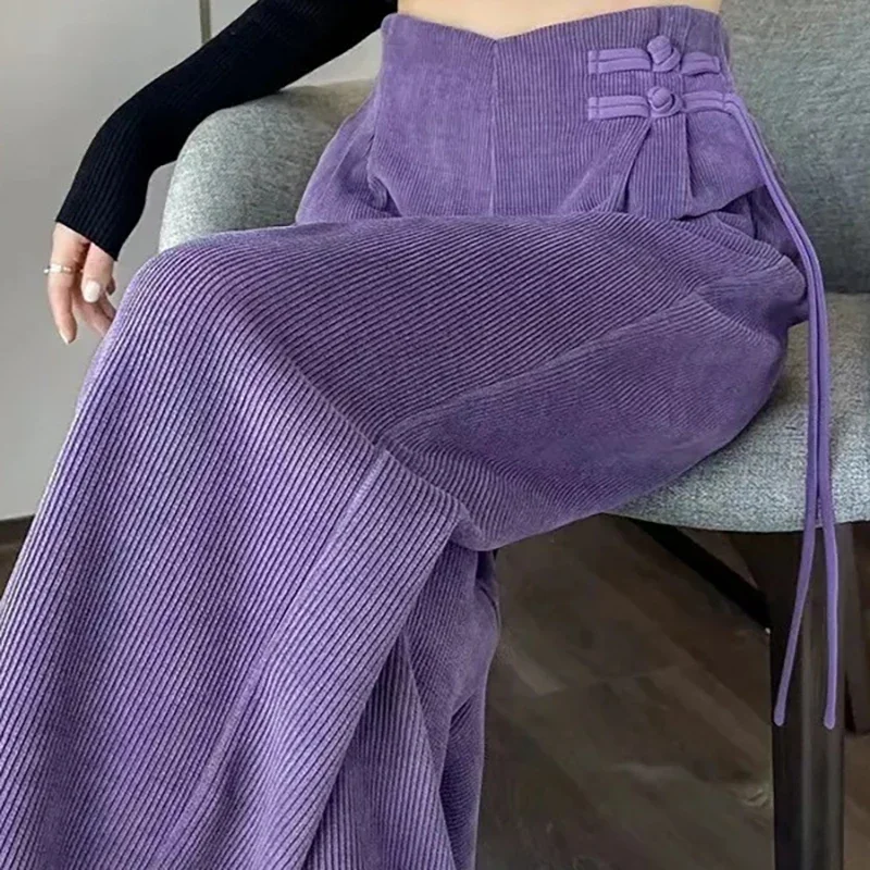 

Осень-зима 2022, модные широкие брюки, прямые повседневные брюки на флисовой подкладке, однотонные простые брюки с высокой талией для женщин