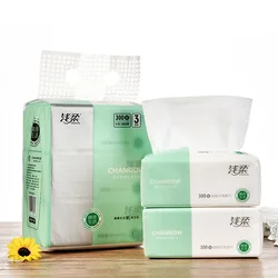 3 Packs 300pcs/pack Toilet Paper 4 Layers Thickened Wettable Facial Tissue Kitchen Napkins Handkerchiefs Disposable Tissue Paper