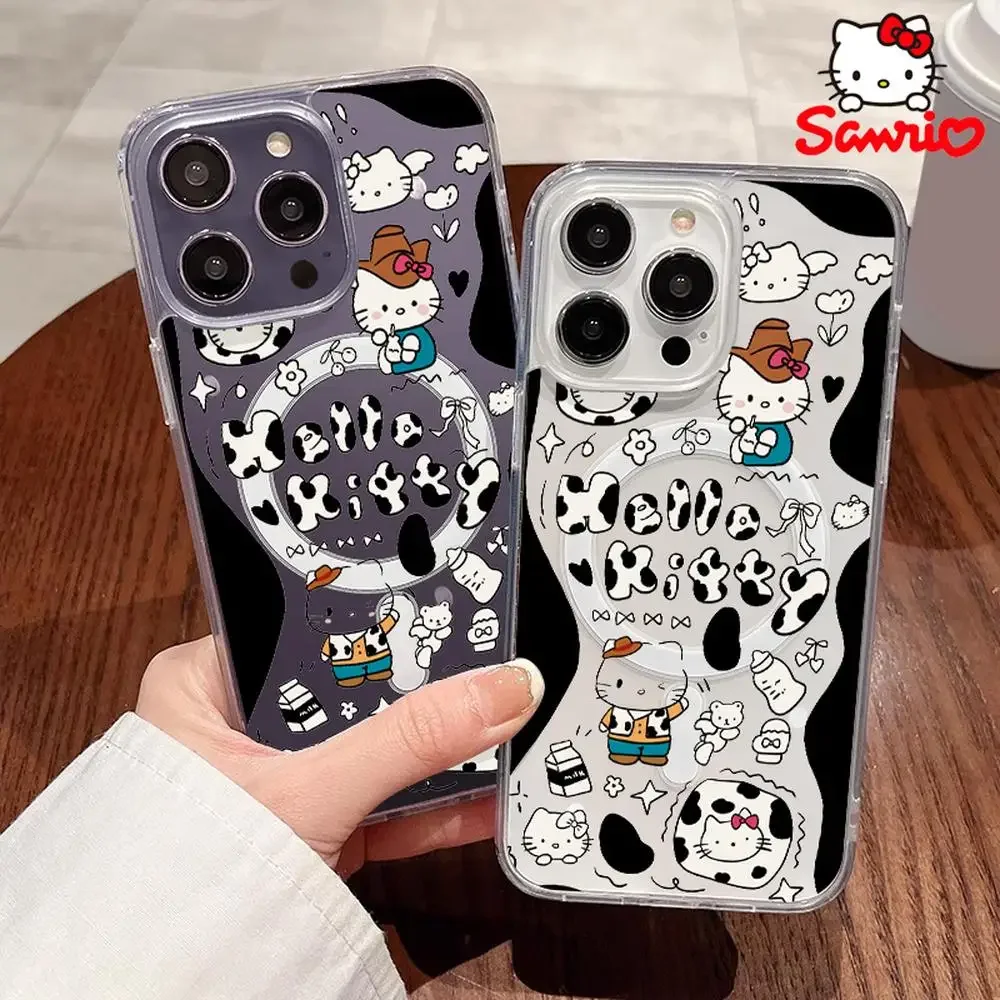 كيتي كات جراب هاتف منع السقوط آيفون 16/15/14/13/12/11 امرأة آيفون حافظة سانريو Kt لطيف ملحق مرحبا كيتي 2025 جديد