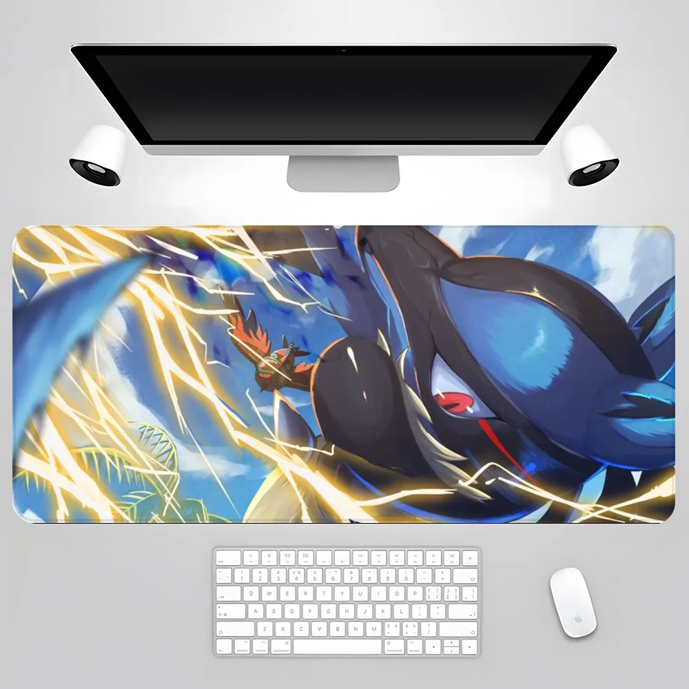 Pokemon Lucario podkładka pod mysz akcesoria do gry komputerowe mata gumowa XXL Deskmat maty klawiatura szafka Mause laptopy