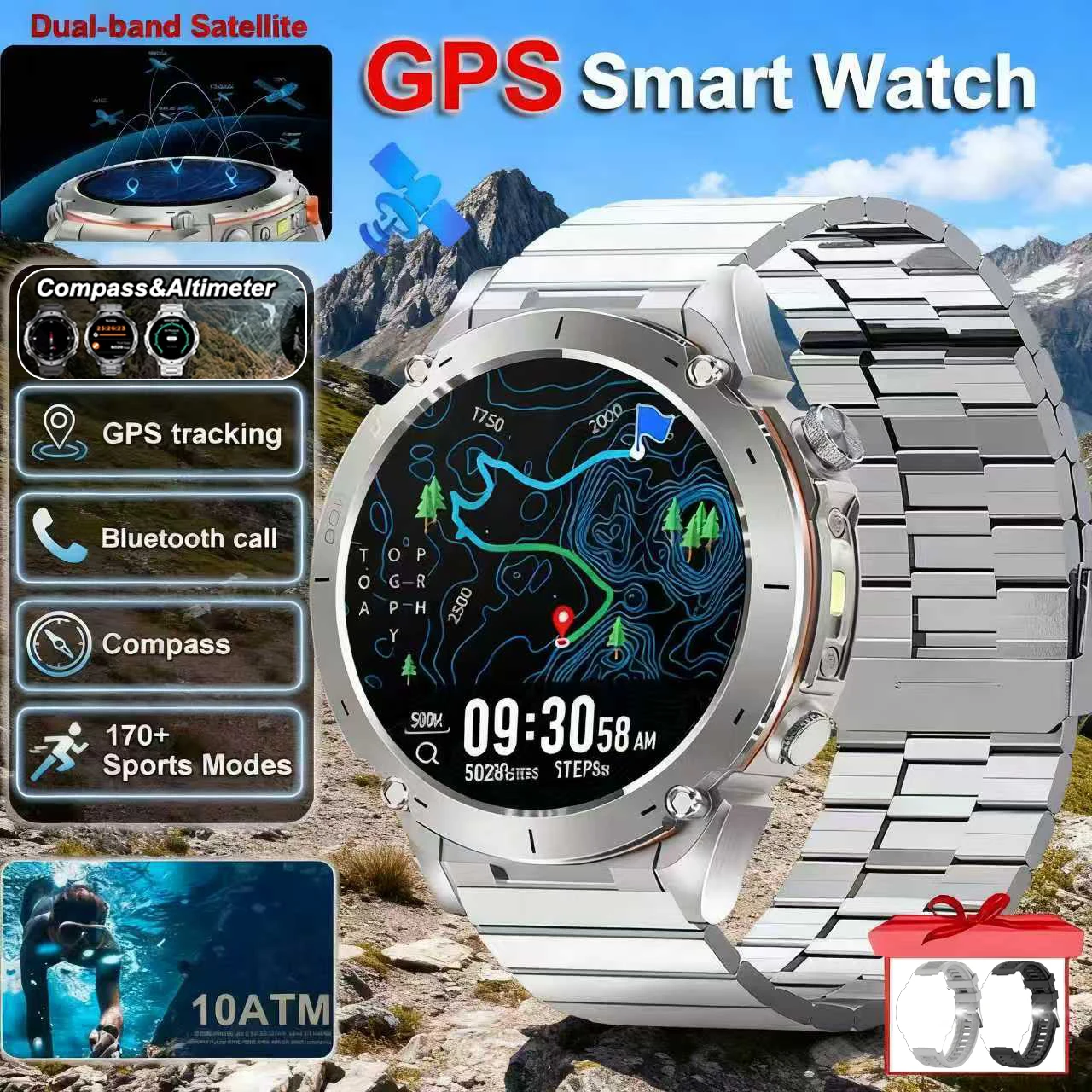 

2026 New T-REX3 ULtra Outdoors GPS Sports Smart Watch Men AMOLED Screen 10ATM Waterproof Heart rate 730mAh HD Call Smart Watch