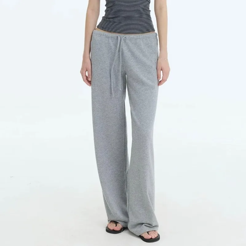 Fashion Internet Celebrity Ins Summer Thin Popular Low Waist Drawstring Casual Sweatpants Four Color Wide Leg Pants Trend