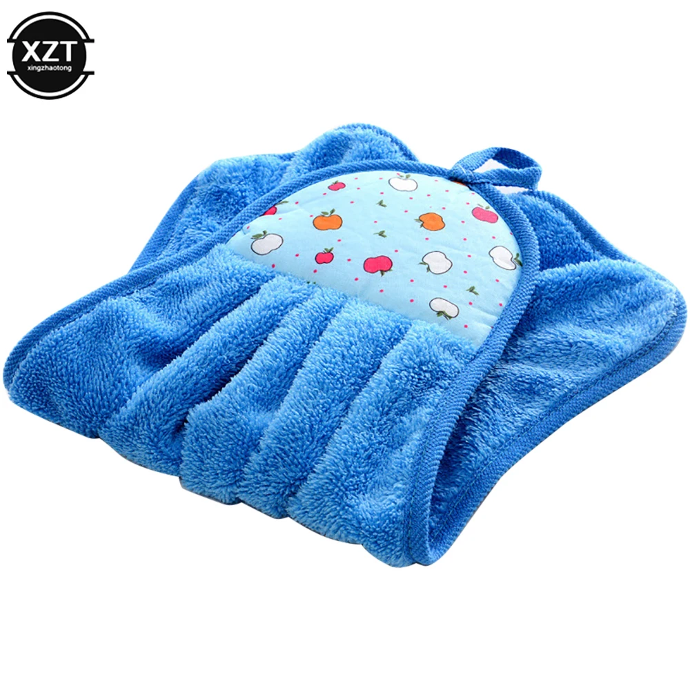 Coral Velvet Bathroom Supplies Soft Hanging Hand Towel Thickened Absorbent Cloth Dishcloths Hanging Cloth Kitchen Cleaning Towel